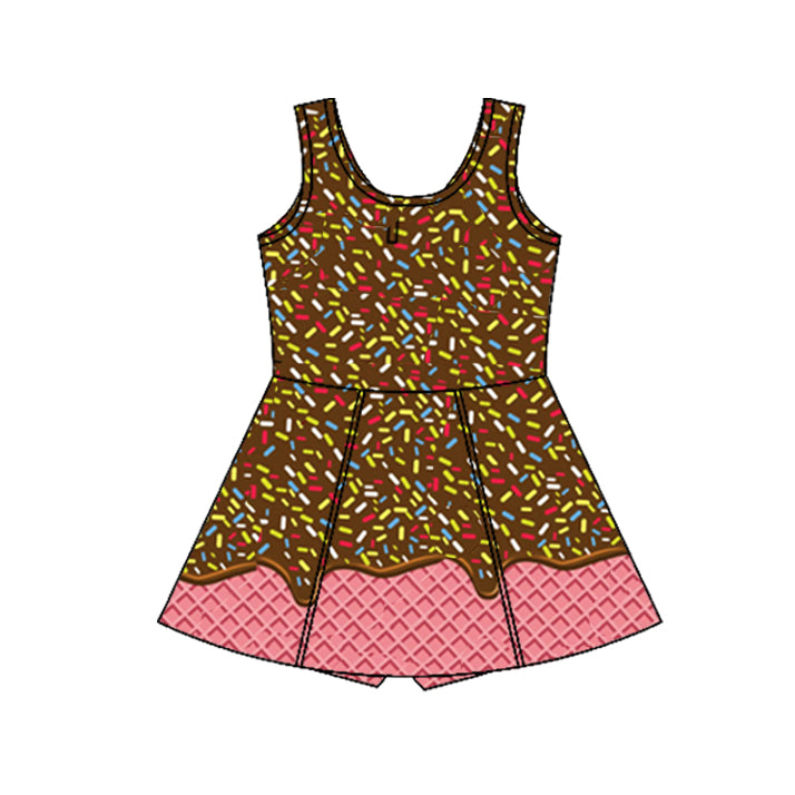 Baby girls brown color active wear athletic summer yoga skirt dress preorder