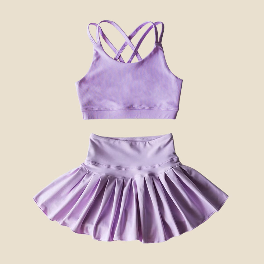 Baby girls lavender active wear athletic summer yoga skirt outfit preorder