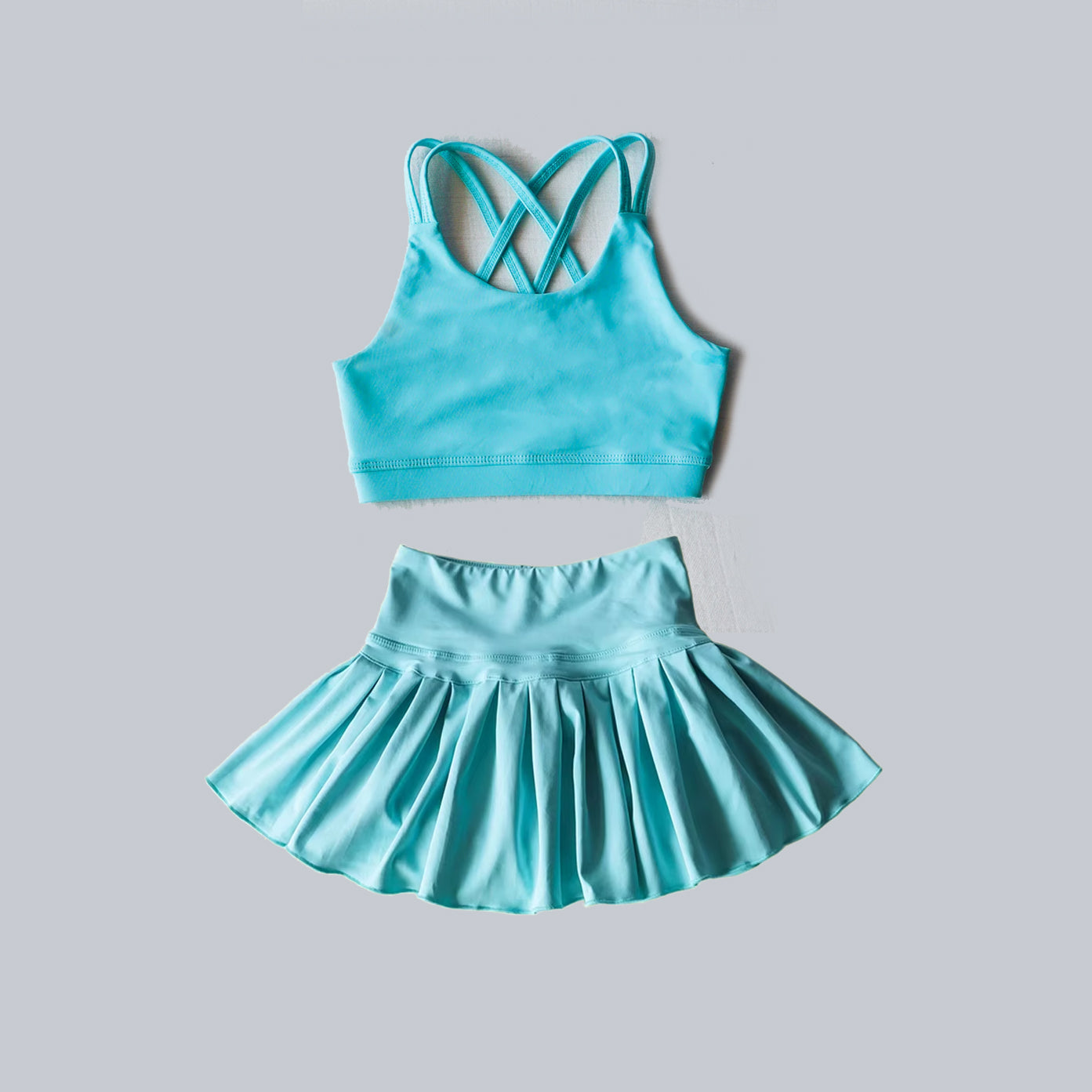 Baby girls blue active wear athletic summer yoga skirt outfit preorder