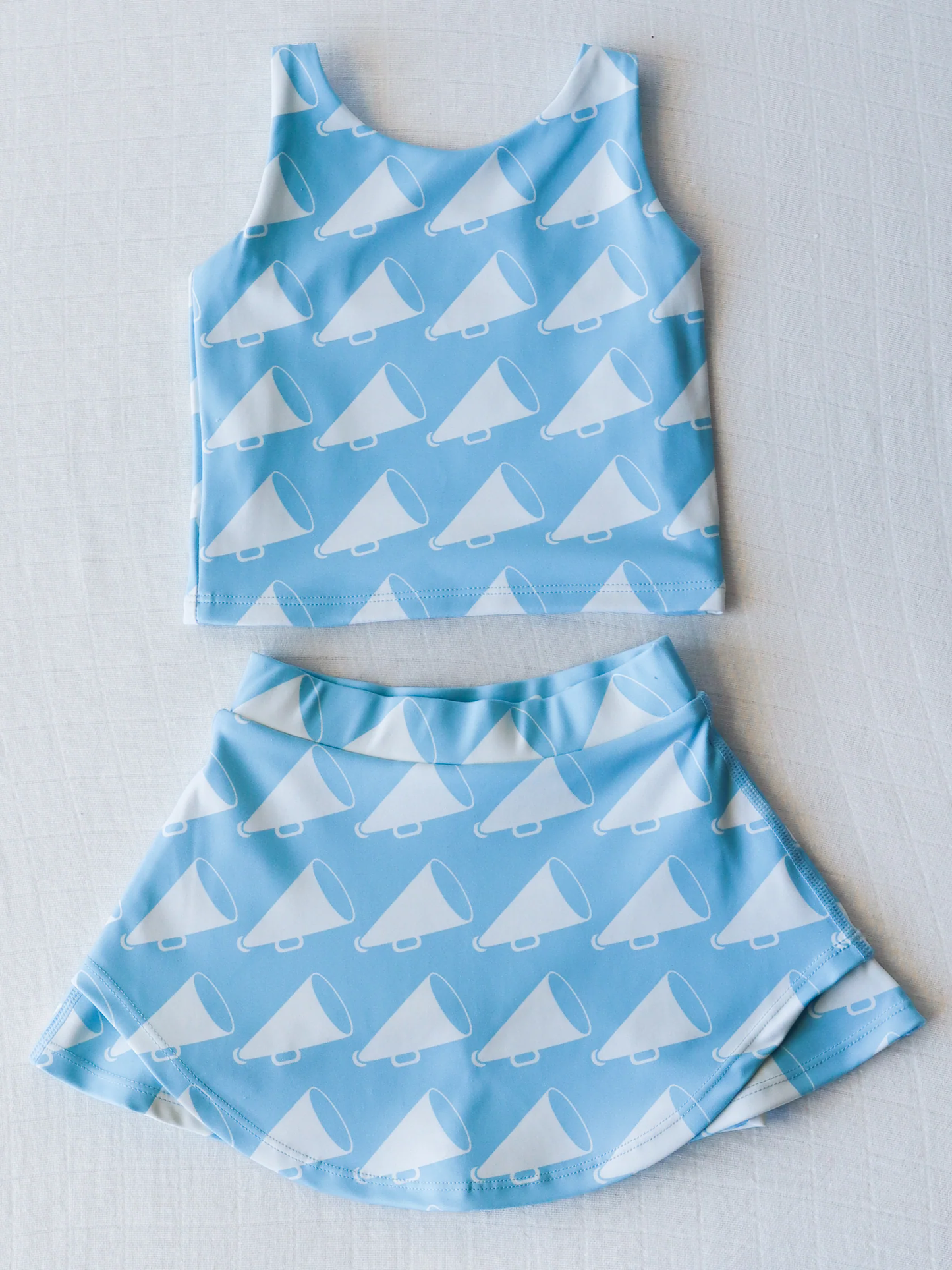 Baby girls blue cheer design active wear athletic summer outfit preorder