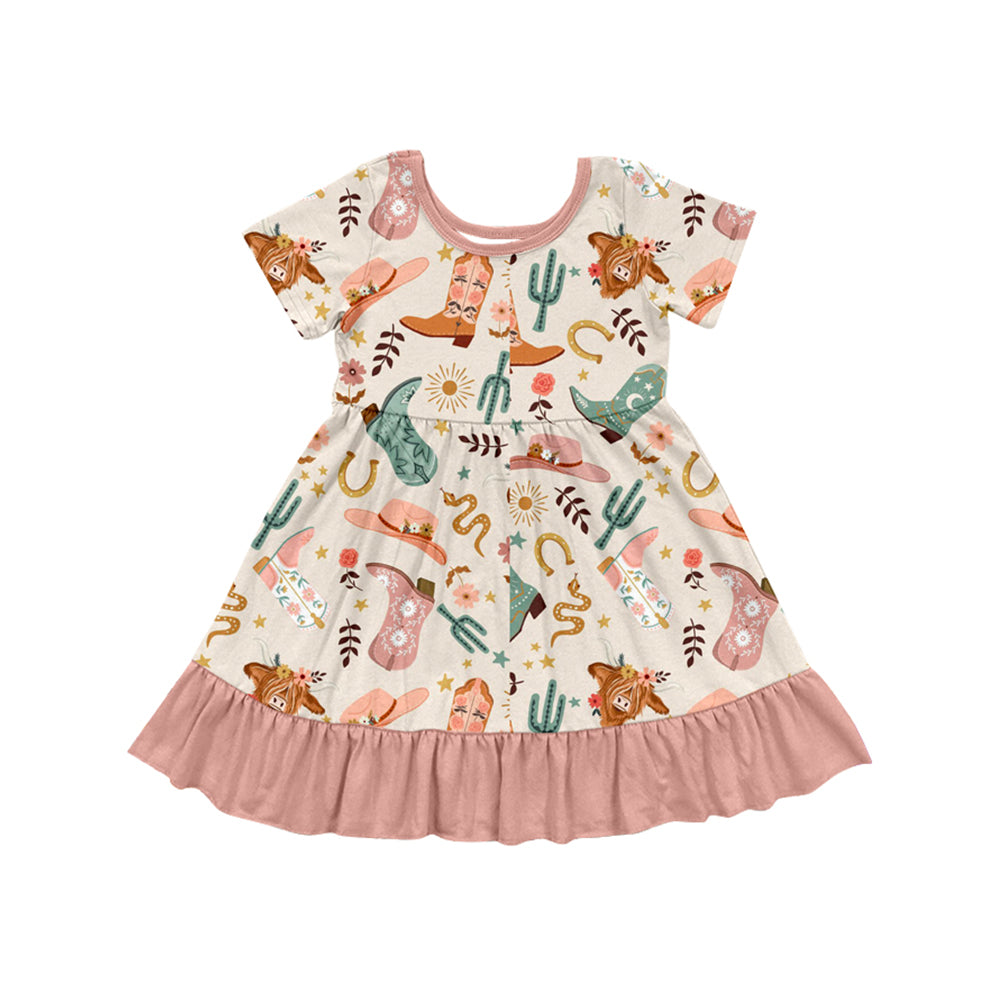 Western boots design girls summer dress preorder