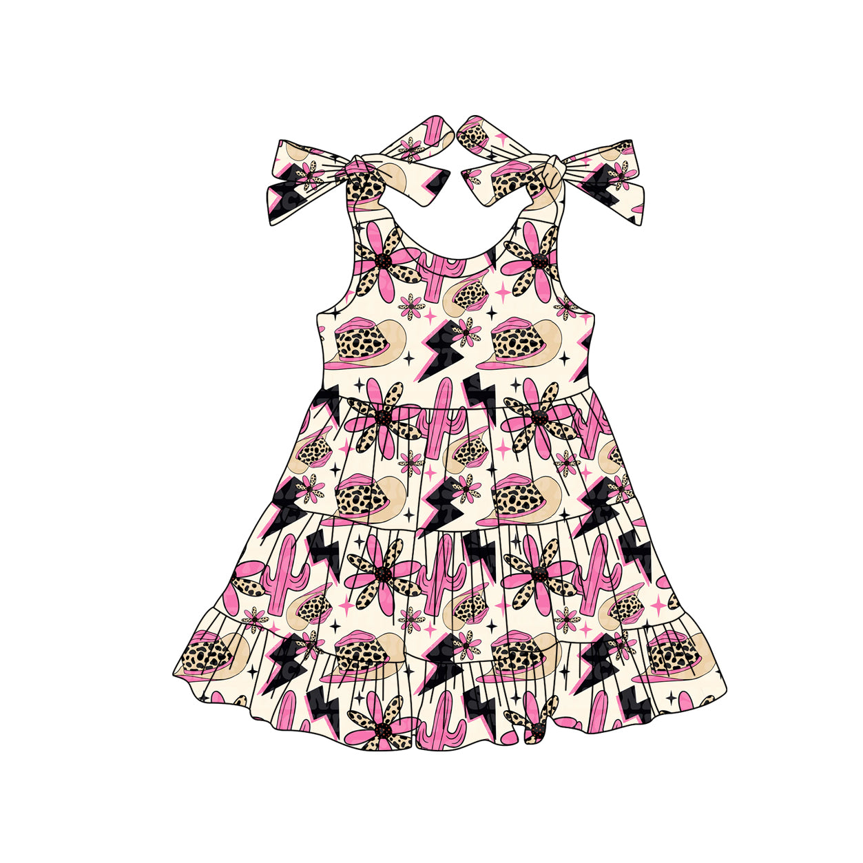 Western cactus toddle girls dress preorder