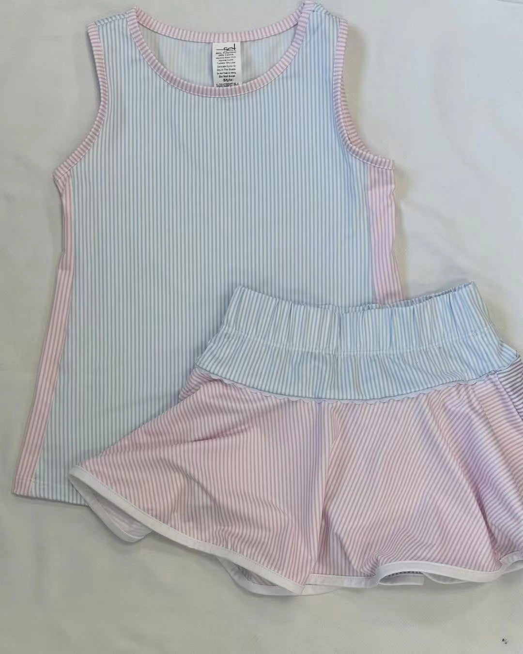 Baby girls pink blue stripes active wear athletic summer yoga polo skirt dress preorder
