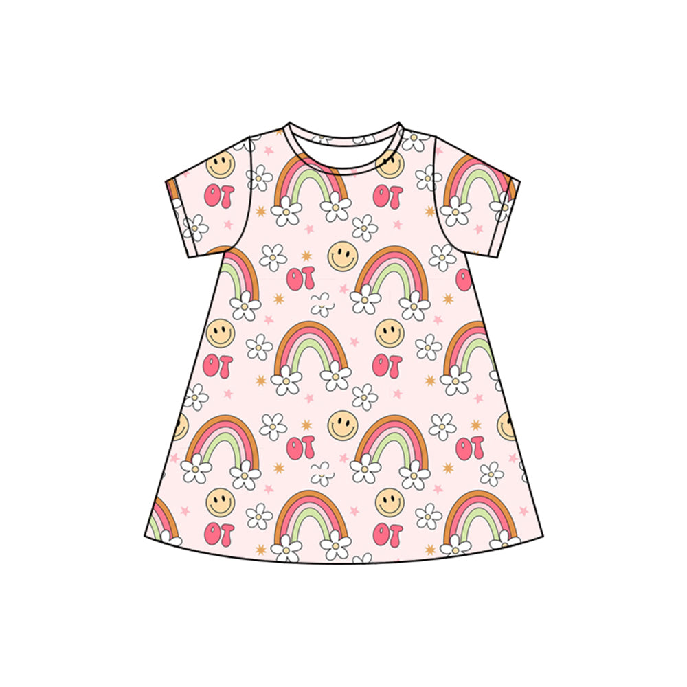 Smile face rainbow design toddle girls dress preorder