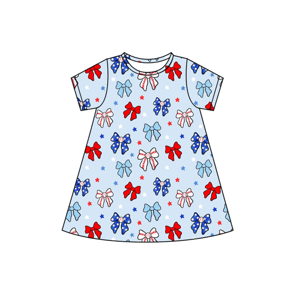 Red pink bow July 4th toddle girls dress preorder