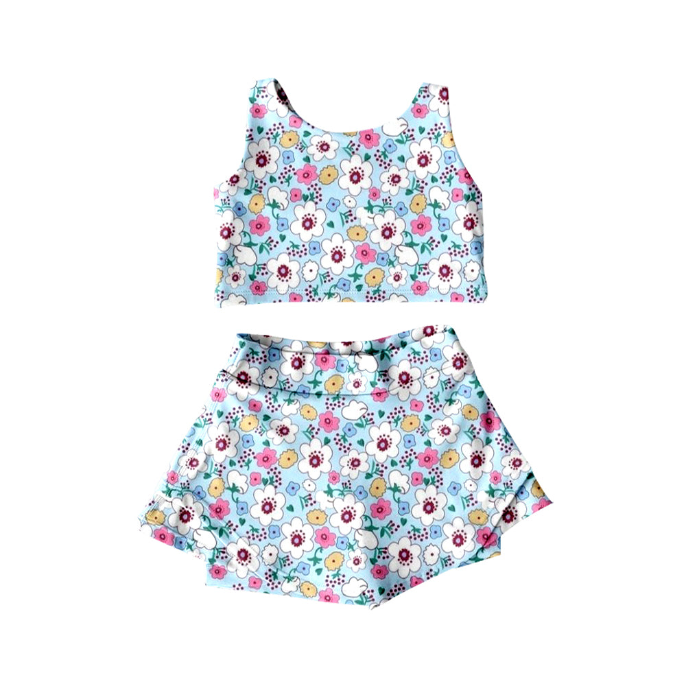 Baby girls flower print active wear athletic summer yoga outfit preorder