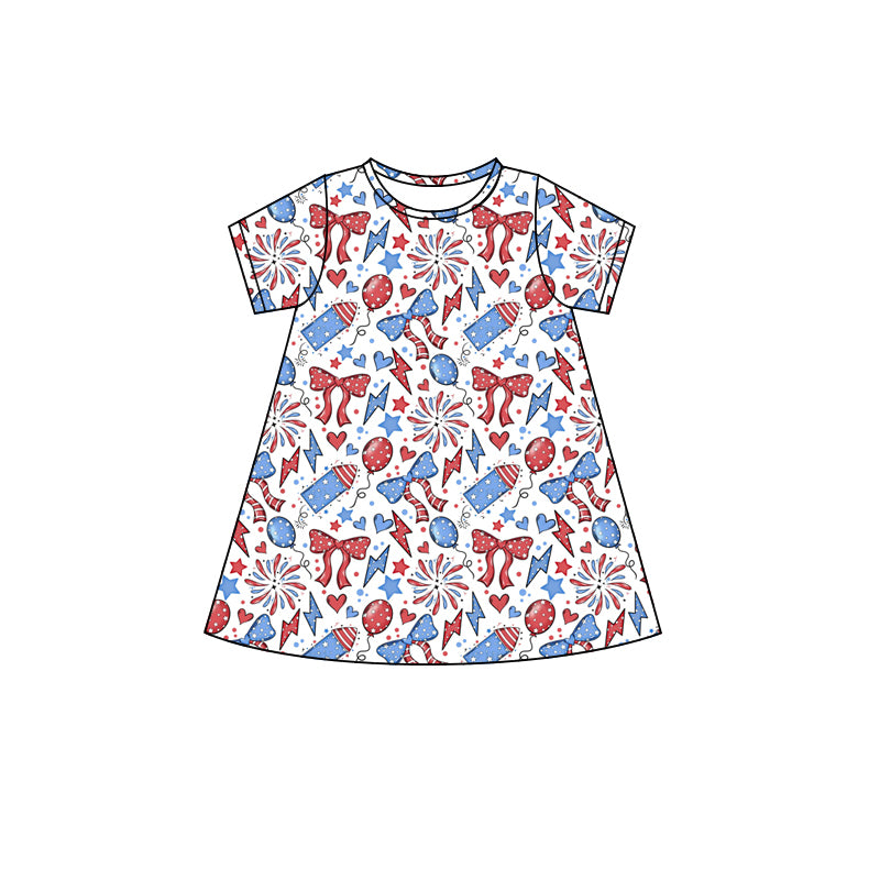 Toddle girls July 4th bow design design dress preorder