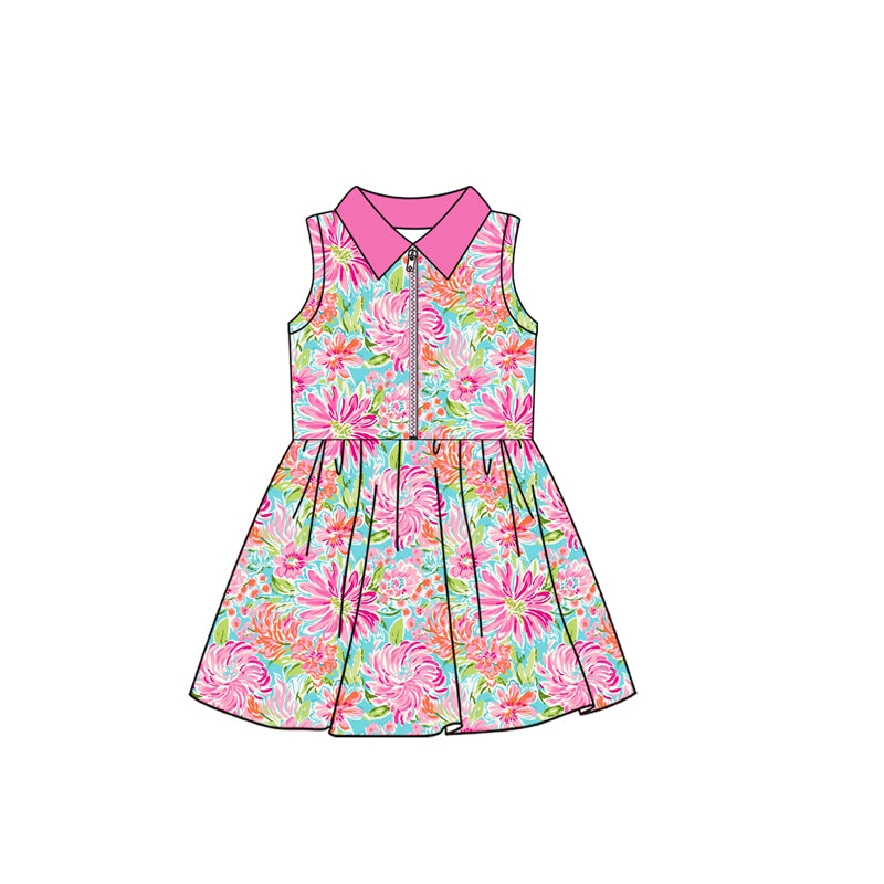 Baby girls floral print design active wear athletic summer yoga skirt dress preorder