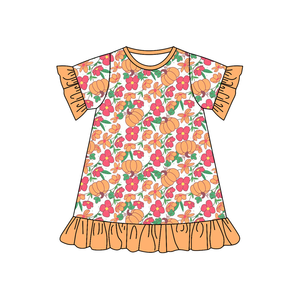 Toddle girls pumpkin floral design dress preorder