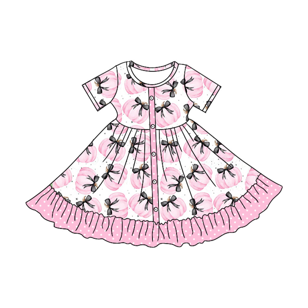 Toddle girls pink pumpkin design dress preorder