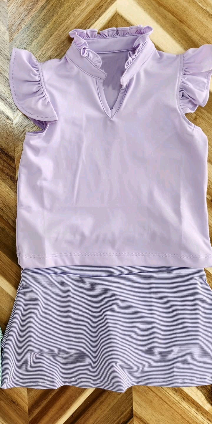 Lavender shirt matching skirt girls summer outfit preorder