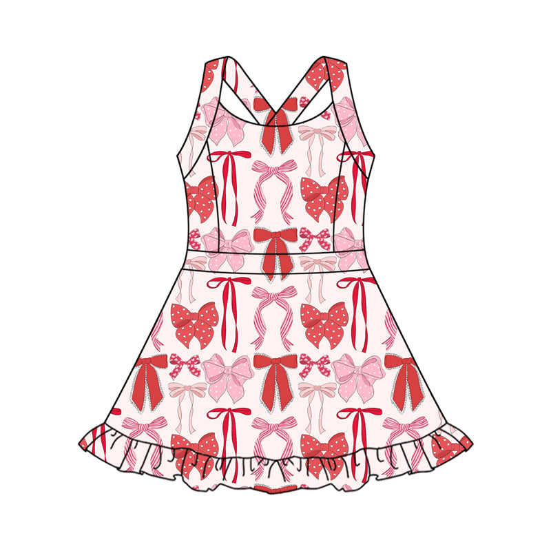 Baby girls red pink bow active wear athletic summer yoga skirt dress preorder