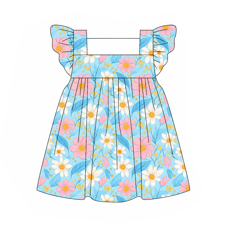 Toddle girls white pink flowers summer dress preorder