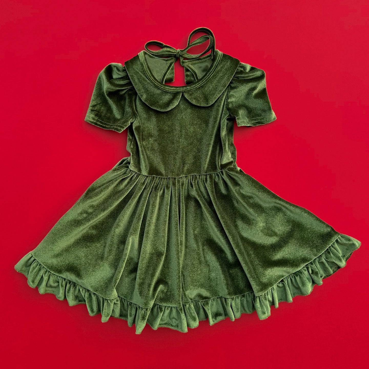 Toddle girls Christmas green velvet dress preorder