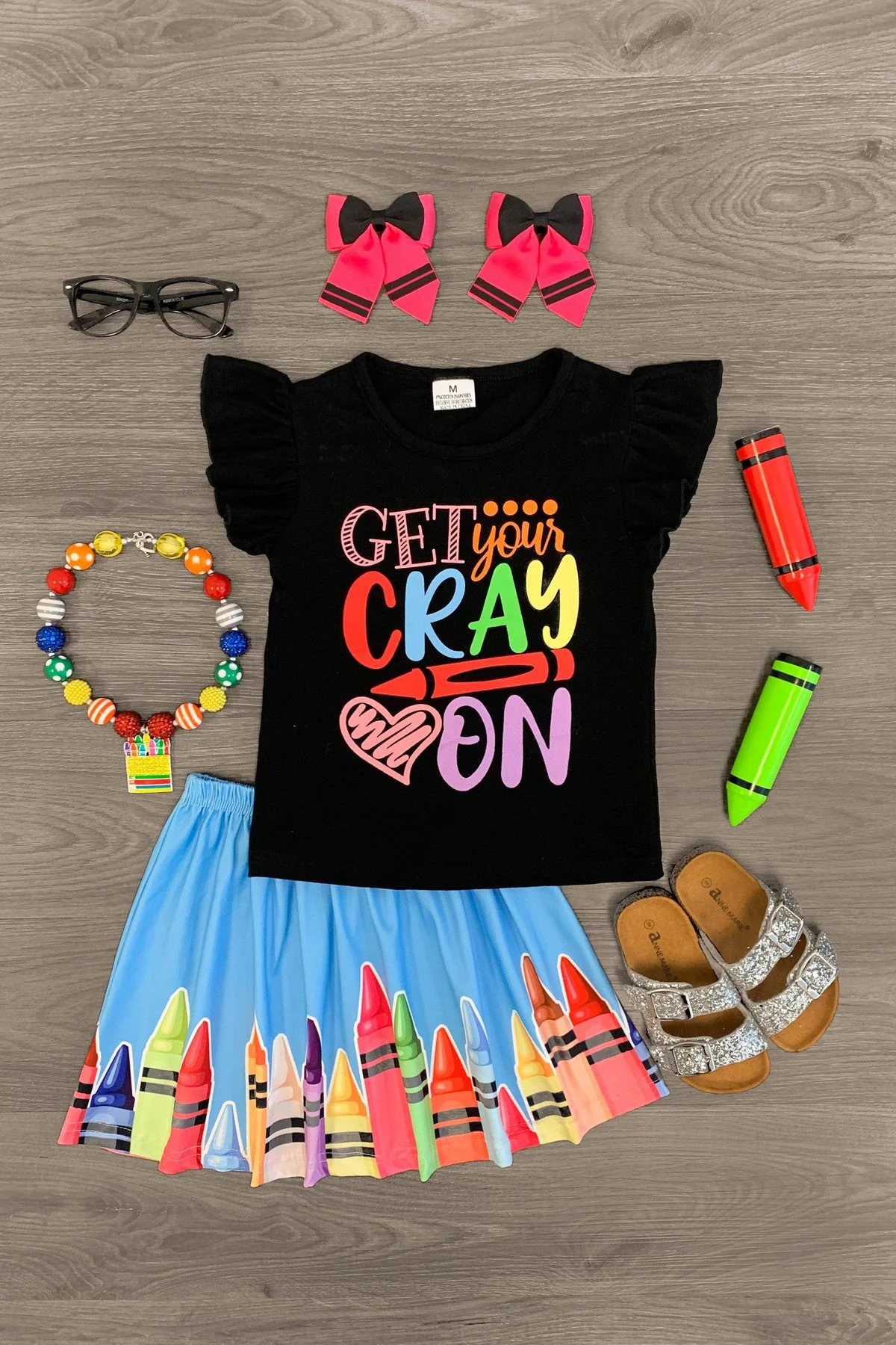 Back to school pencil design girls outfit preorder