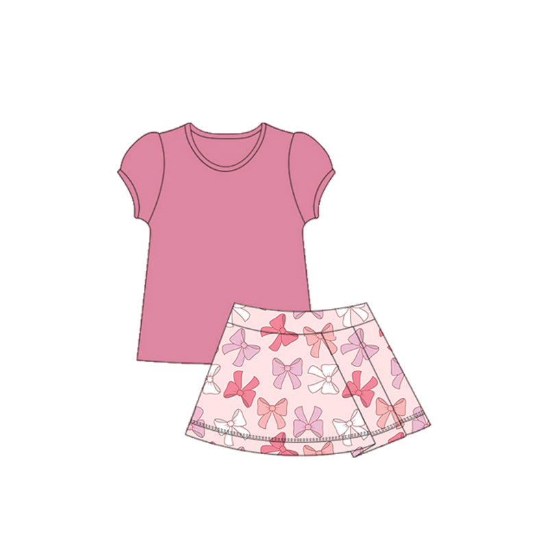 Baby girls pink shirt bow skirt active wear athletic summer yoga outfit preorder