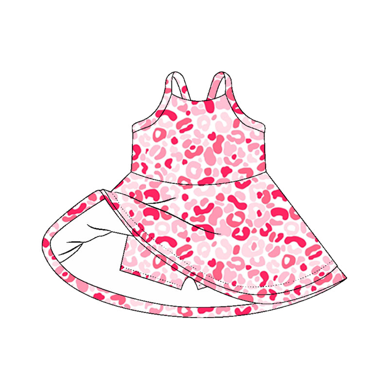 Baby girls hot pink leopard active wear athletic summer yoga dress preorder