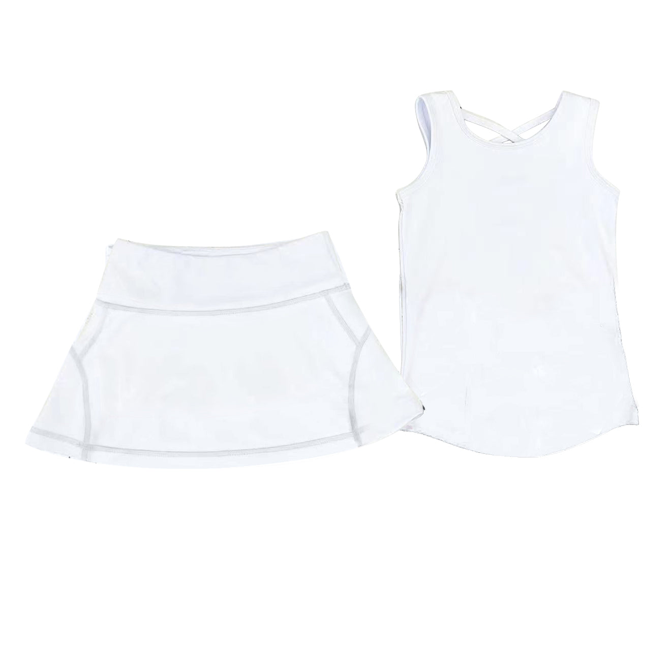White color girls yoga active wear skort outfit preorder