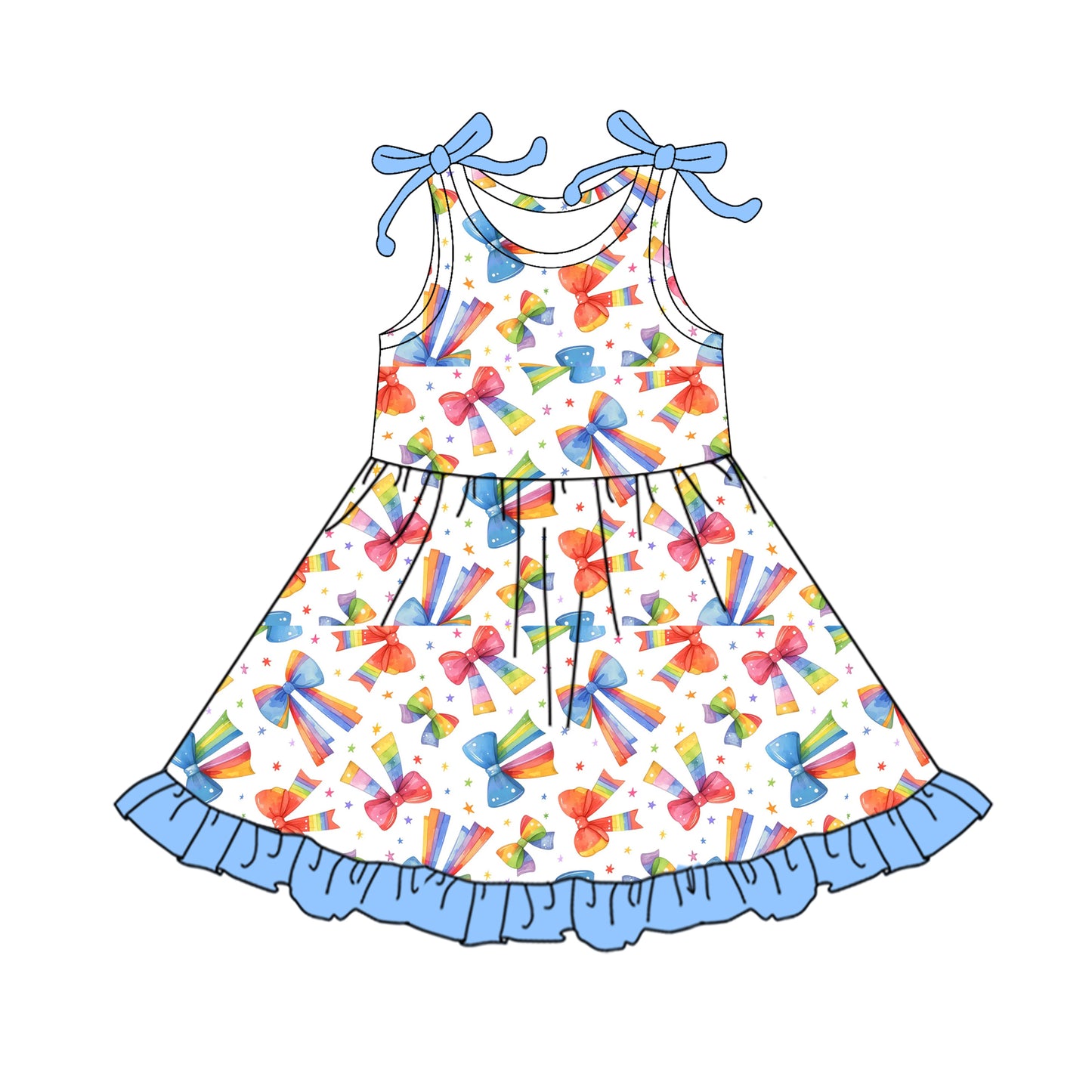 Colorful bow toddle girls summer dress preorder