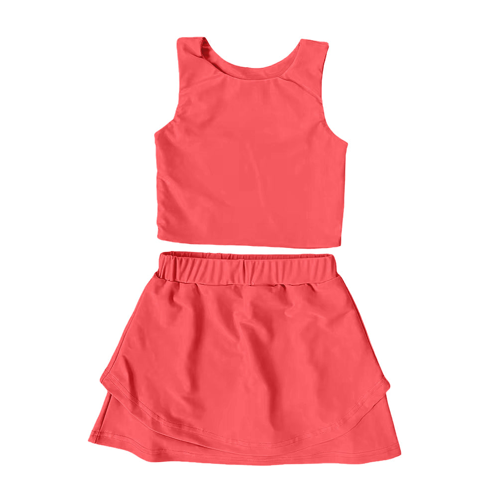 Baby girls coral active wear athletic summer yoga outfit preorder