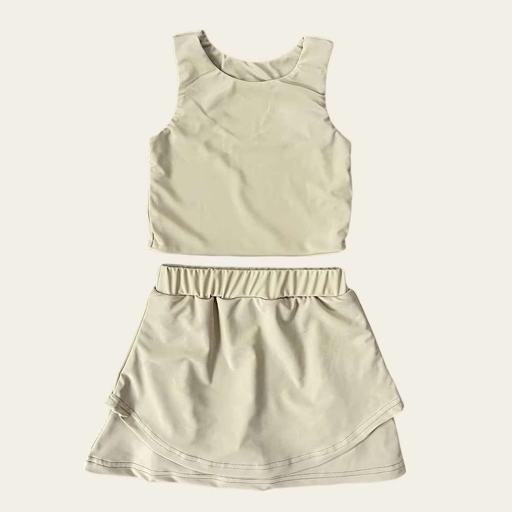 Baby girls cream active wear athletic summer yoga outfit preorder