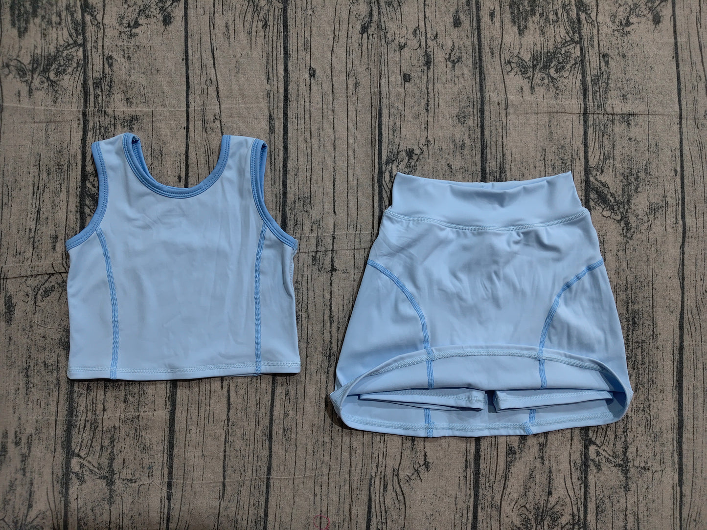 Blue yoga tank top matching skirts girls active wear outfit preorder