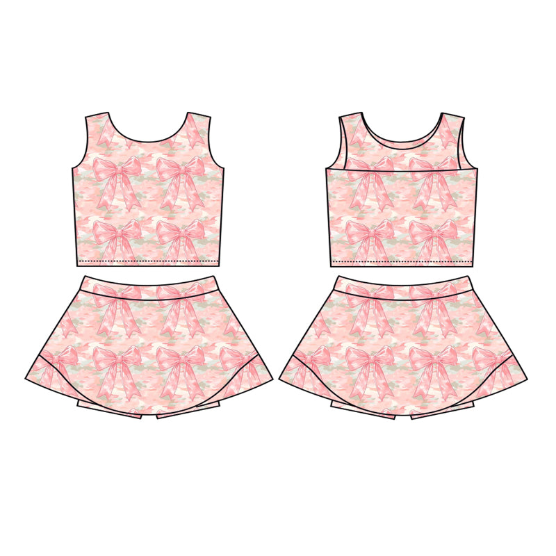 Baby girls pink bow active wear athletic summer yoga outfit preorder