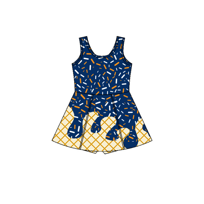 Baby girls navy orange active wear athletic summer yoga lace ruffle dress preorder