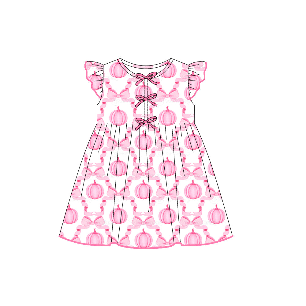 Fall pink pumpkins girls short sleeve boutique dress preorder
