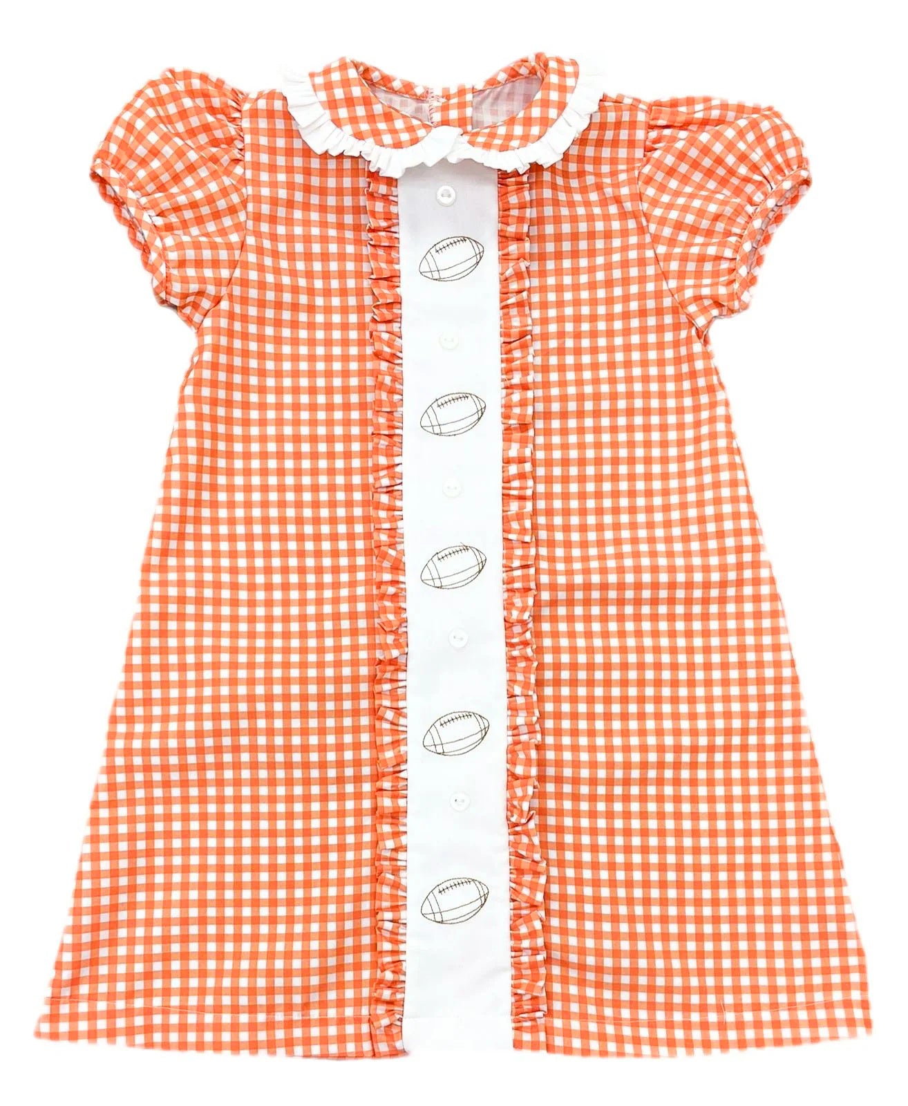 Orange plaid football girls short sleeve dress preorder