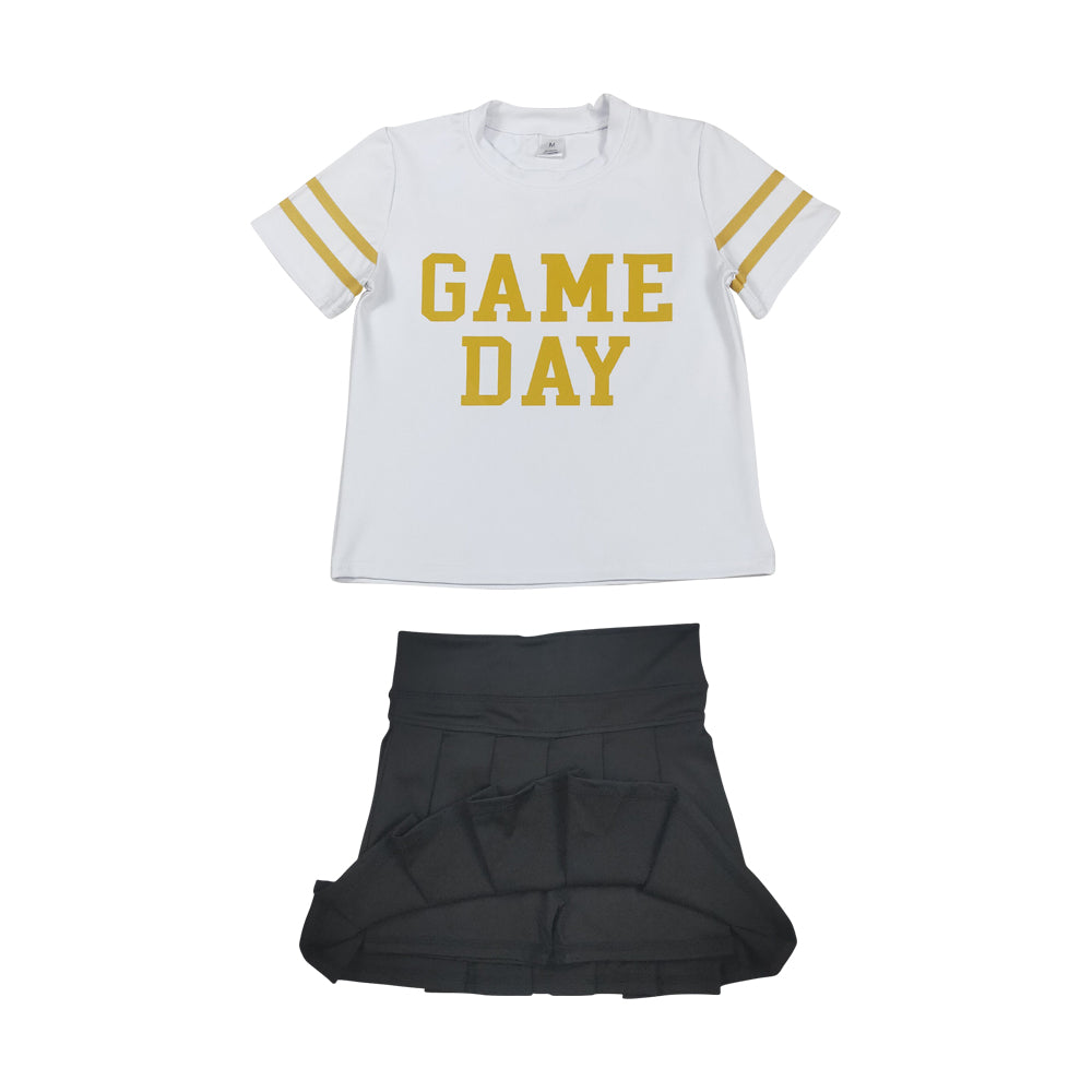 Game day golden shirt black yoga skort girls summer matching outfit