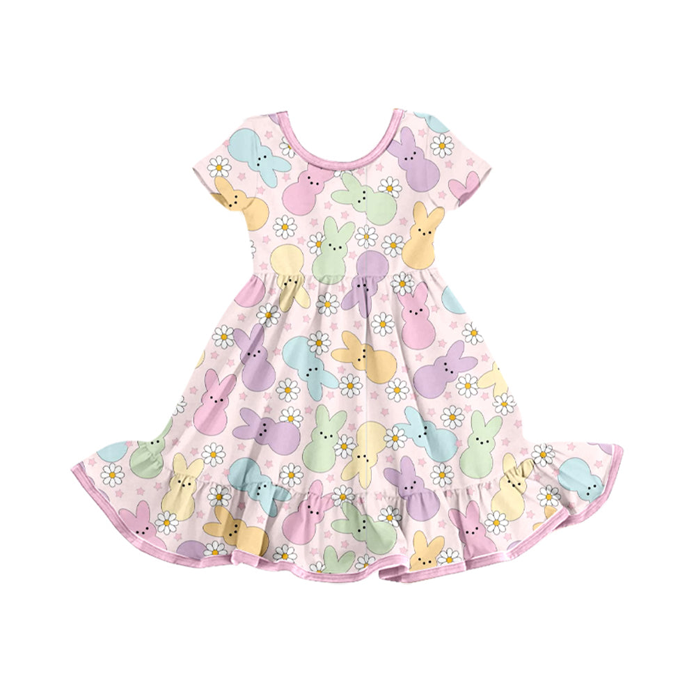 Mardi Gras girls short sleeve Easter bunny dress preorder