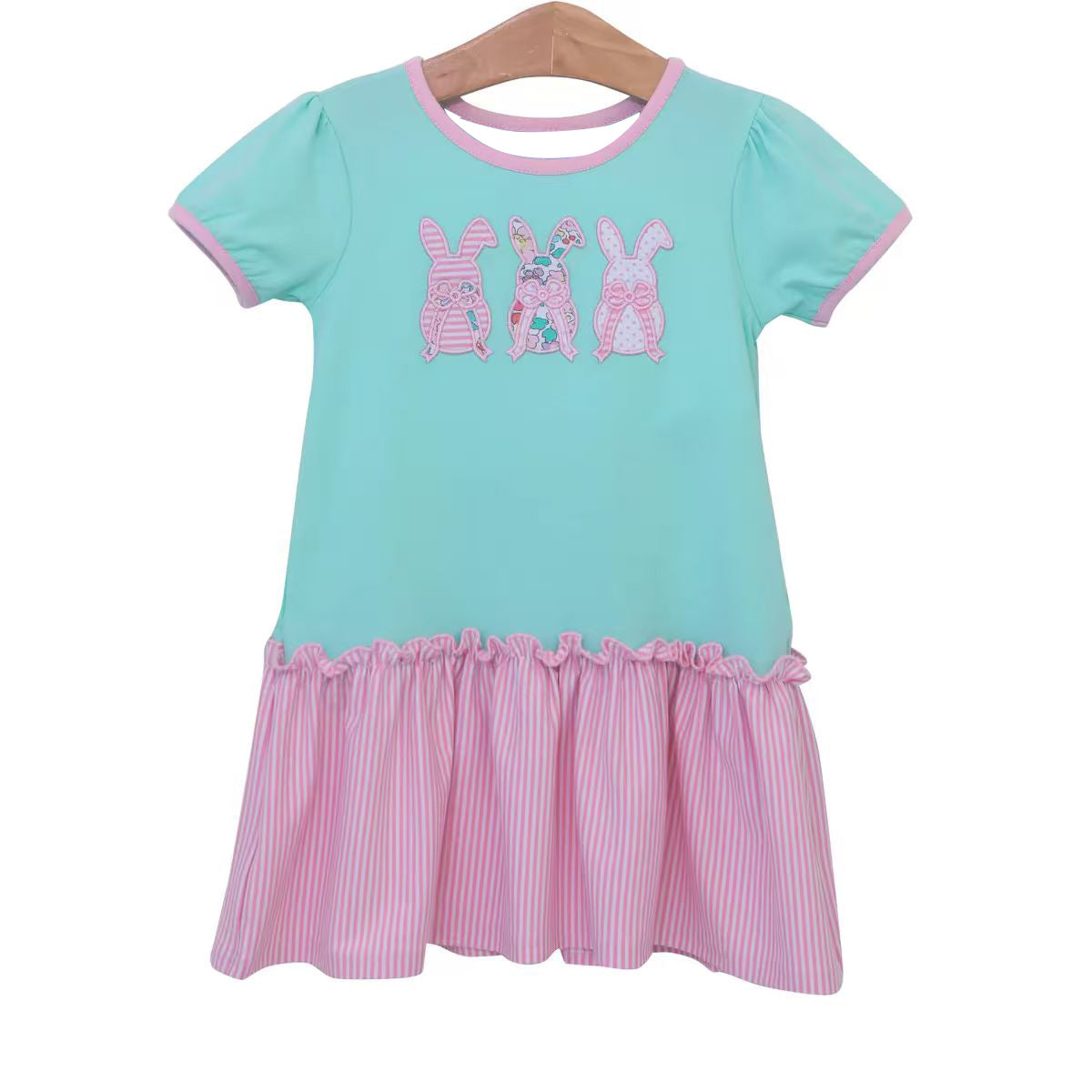 Easter floral bunny baby girl short sleeve dress preorder