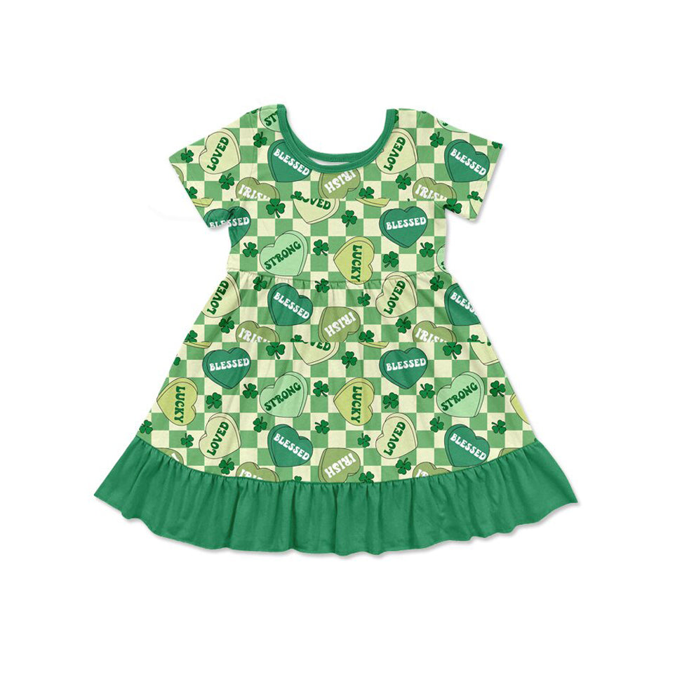 Saint Patrick's Day lucky love design girls short sleeve dress preorder
