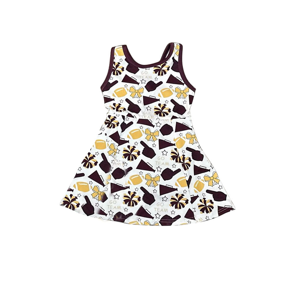 Maroon color football team design girls dress preorder