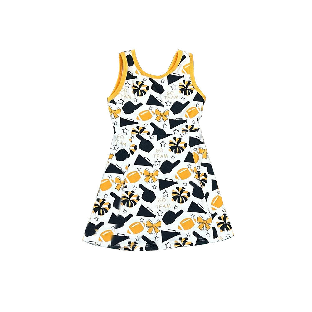 Yellow color football team design girls yoga dress preorder