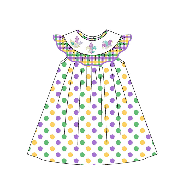 Mardi Gras design girls short sleeve dress preorder