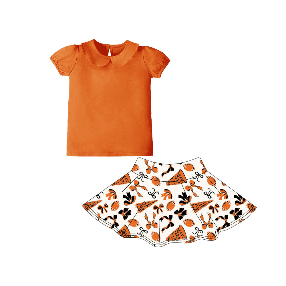 Orange yoga top matching skirts girls team design outfit preorder