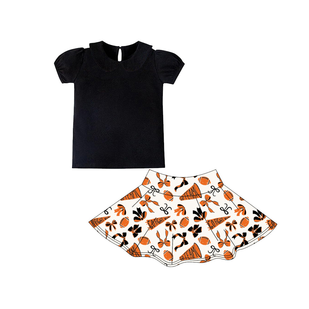 Black yoga top matching skirts girls team design outfit preorder