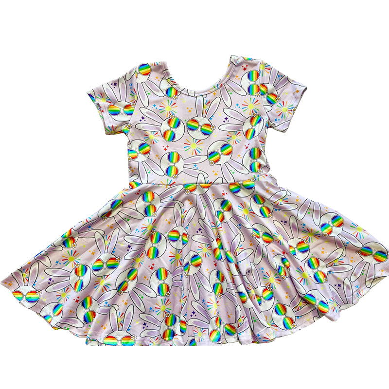 Girls Easter bunny short sleeve dress preorder