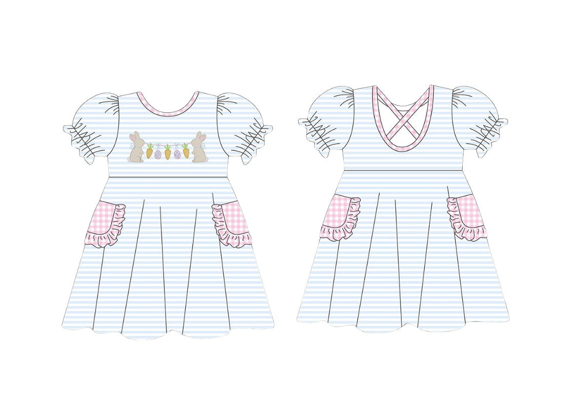 Girls easter bunny carrot short sleeve dress preorder