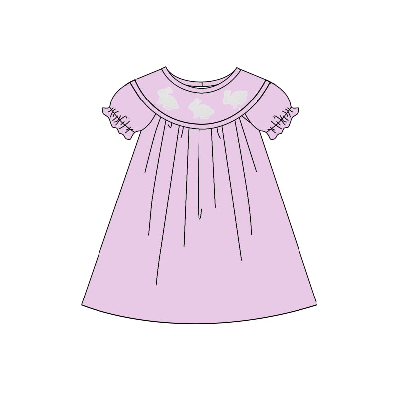Girls bunny design short sleeve lavender dress preorder
