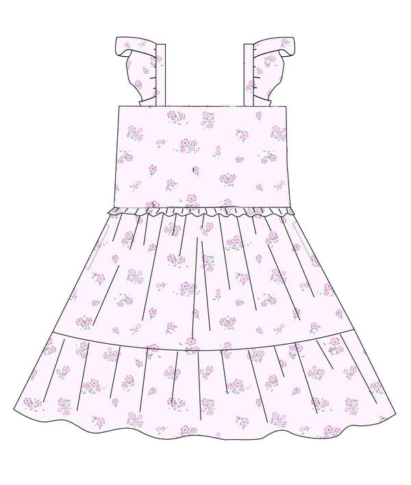 Toddle girls pink flowers design summer dress preorder