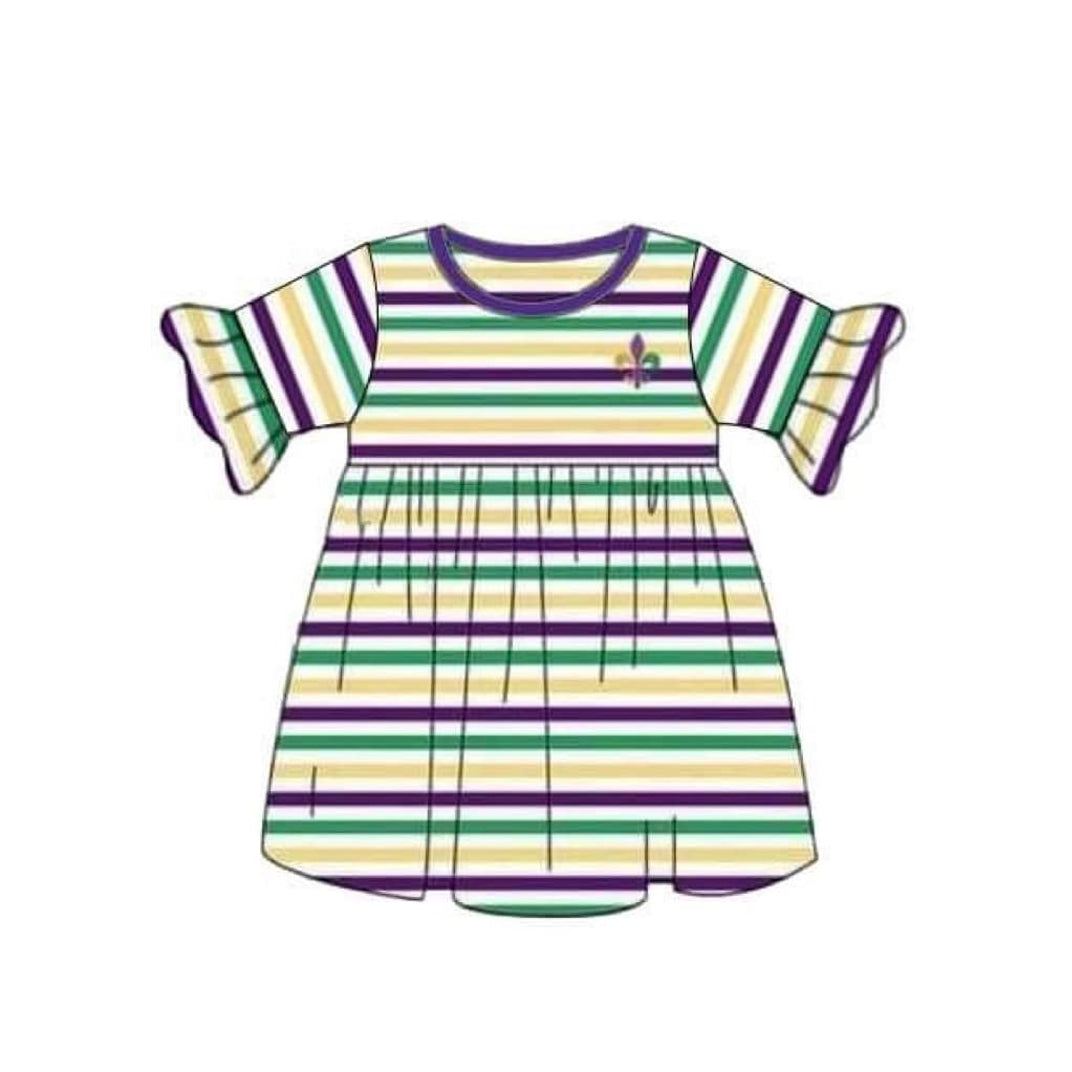 Toddle girls mardi gras design holiday dress preorder