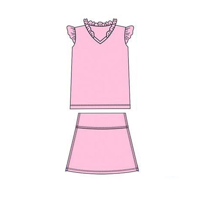 Pink yoga top matching skirt baby girl yoga outfit preorder