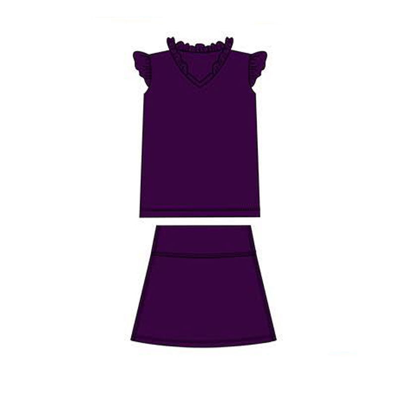 Purple yoga top matching skirt baby girl yoga outfit preorder