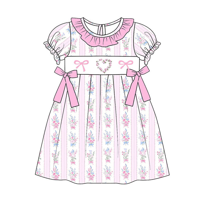 Valentines heart bow design baby girls summer dress preorder