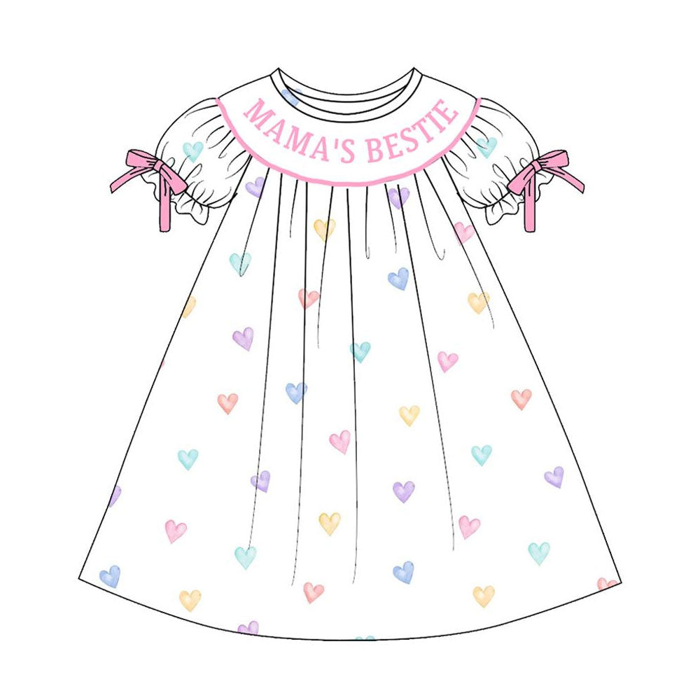 Valentines heart mamas bestie baby girls summer dress preorder