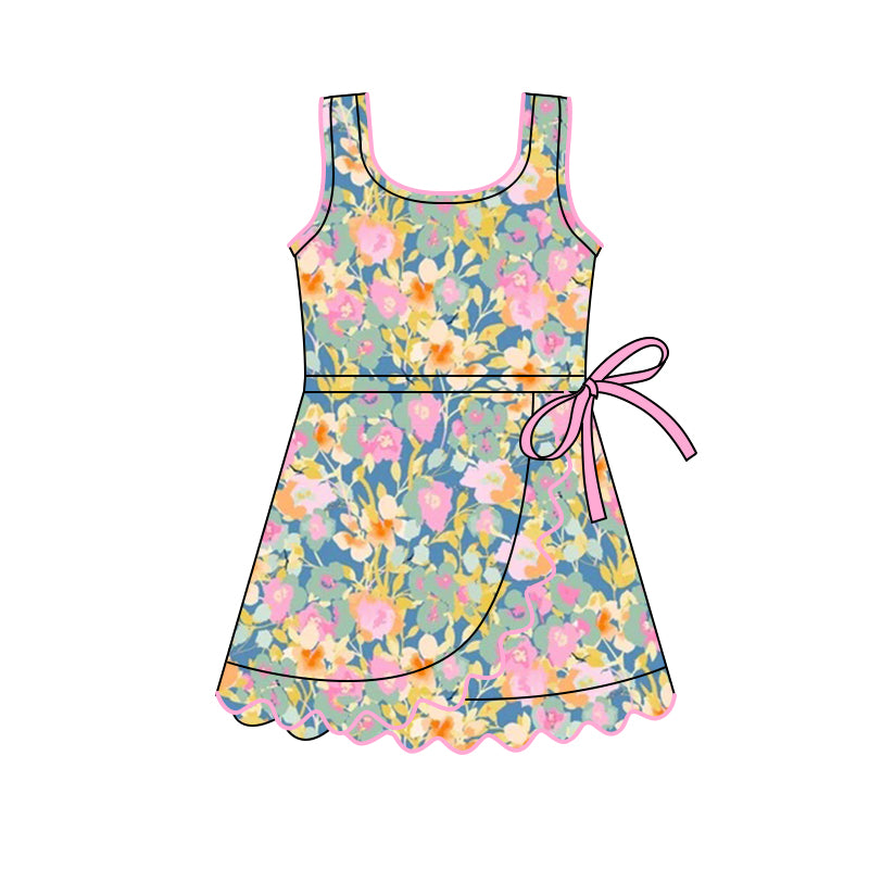Colorful flowers baby girls yoga dress preorder