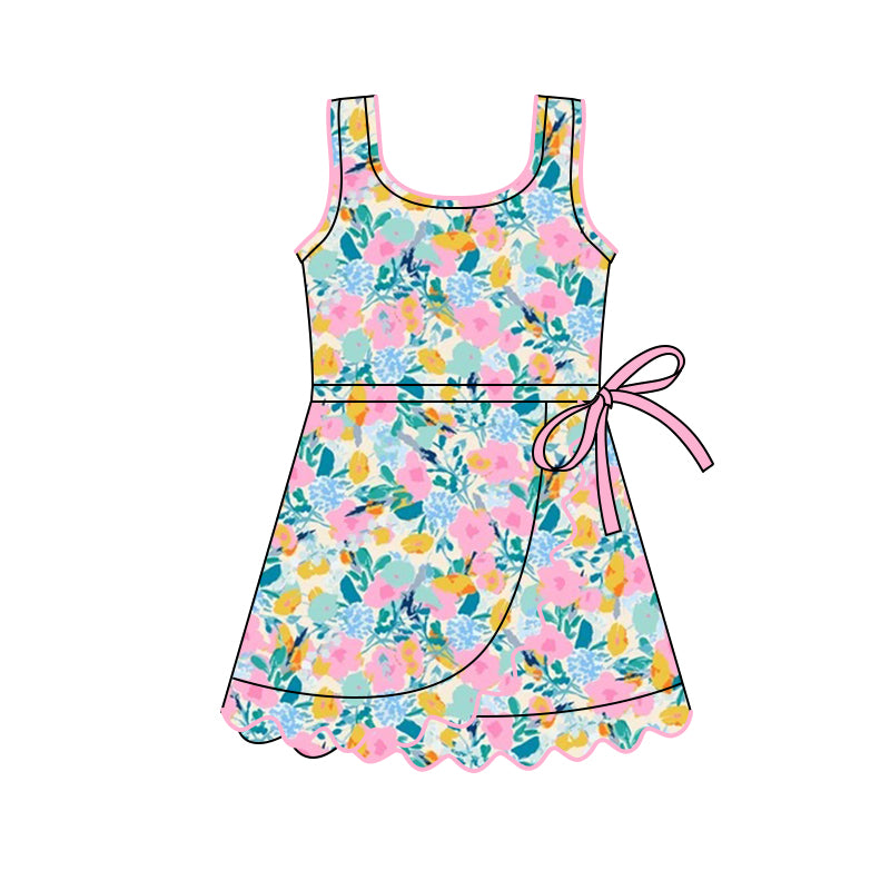 Colorful flowers baby girls yoga dress preorder